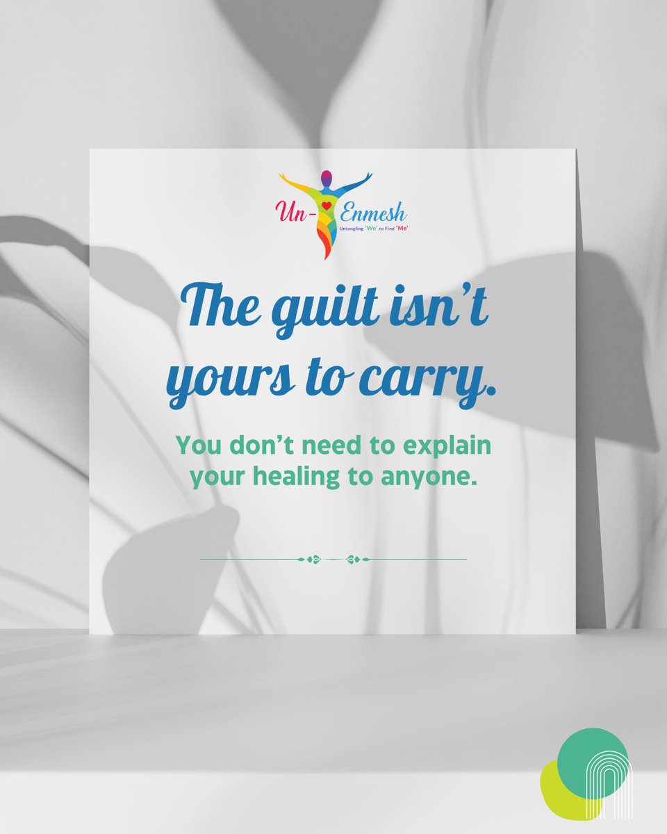 UnEnmesh's tweet image. Healing doesn’t need permission.
You don’t owe anyone an explanation for setting boundaries or choosing yourself.
Guilt is a conditioned response to reclaiming your worth.
Let it go.

#UnEnmesh #ReleaseTheGuilt #BoundariesAreHealthy #EmotionalFreedom
