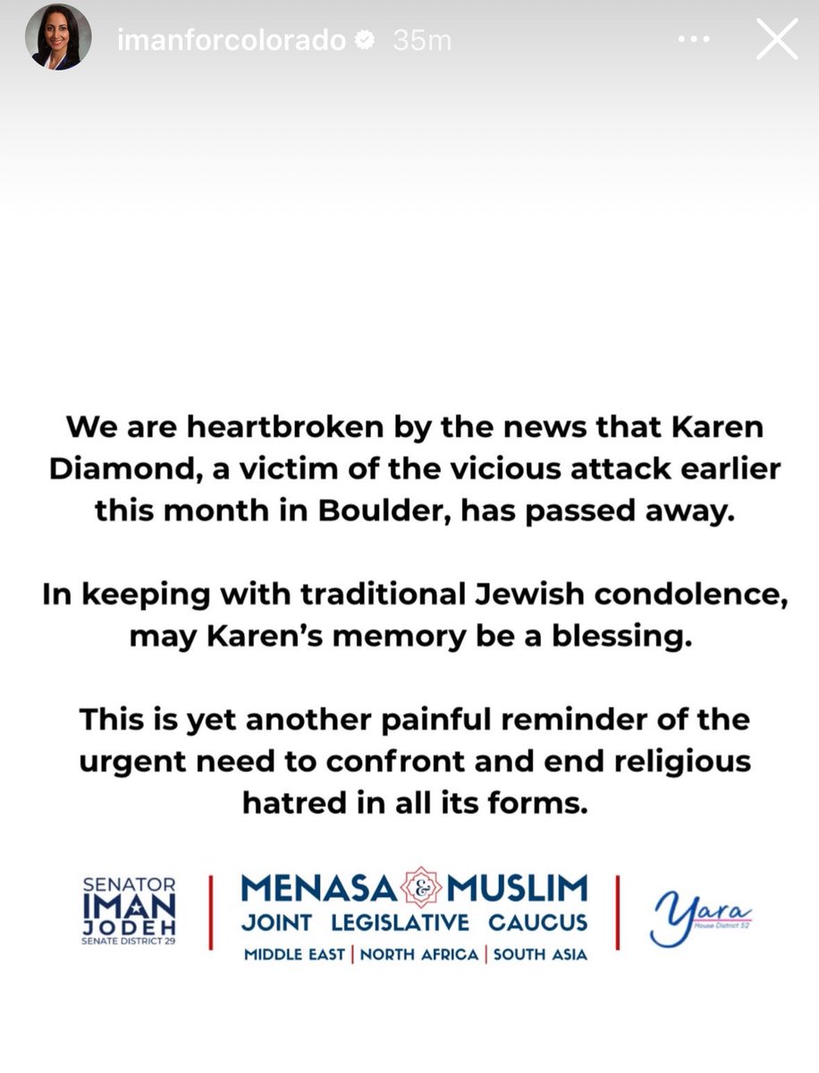 No, <a href="/ImanforColorado/">Rep. Iman Jodeh</a>, you’re not heartbroken about this at all. You have made an entire career fomenting the same antisemitic rhetoric that enabled this to happen. Can it and get lost, you Islamist blowhard.