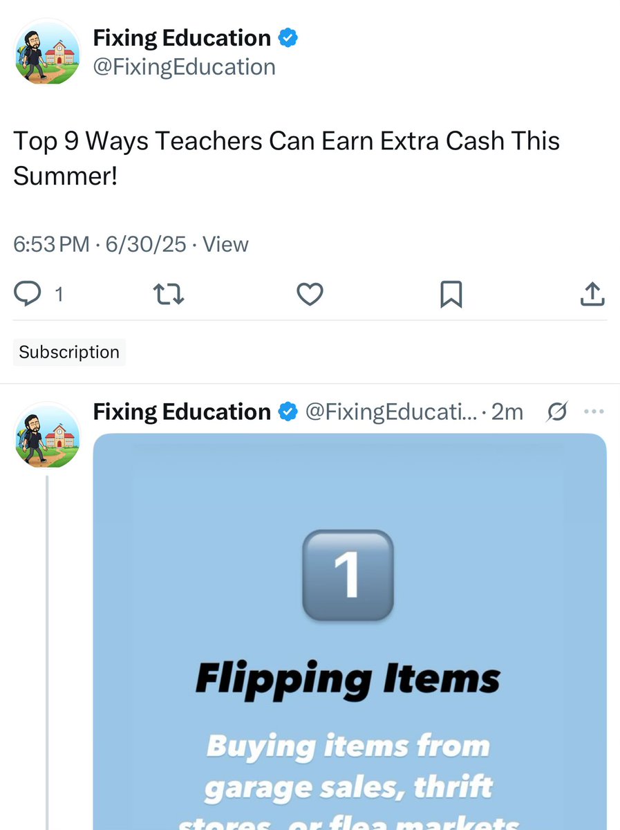 FixingEducation's tweet image. 👀 Sneak peek: “9 Awesome Summer Ideas for Teachers to Make Extra Money!”
Sharing part of this subscriber-only post below. Want the full list? 👉 Subscribe to unlock all 9 ideas!