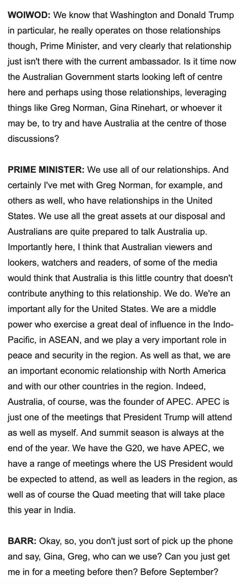 This is embarrassing. Albanese is now flagging summit season as his opportunity to meet Trump.