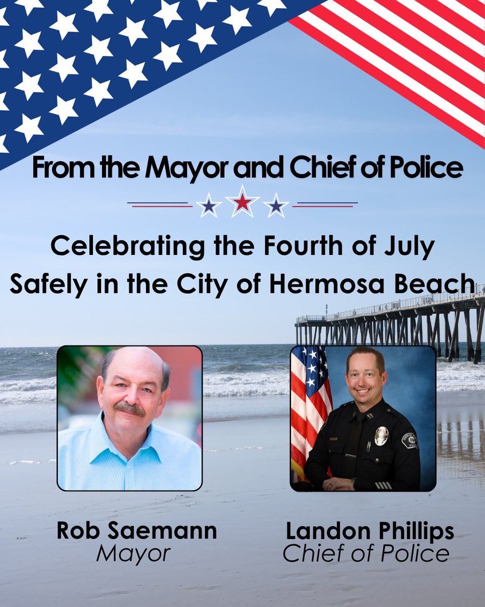 Mayor Saemann and Chief Phillips have issued a joint letter urging everyone to celebrate the 4th of July safely in Hermosa Beach. To read the letter, visit loom.ly/WInYrLw.@hermo…