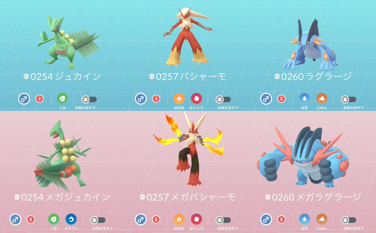 🎊2周年はキモリ、アチャモ、ミズゴロウ！ 進化後は層が薄い「かくとう