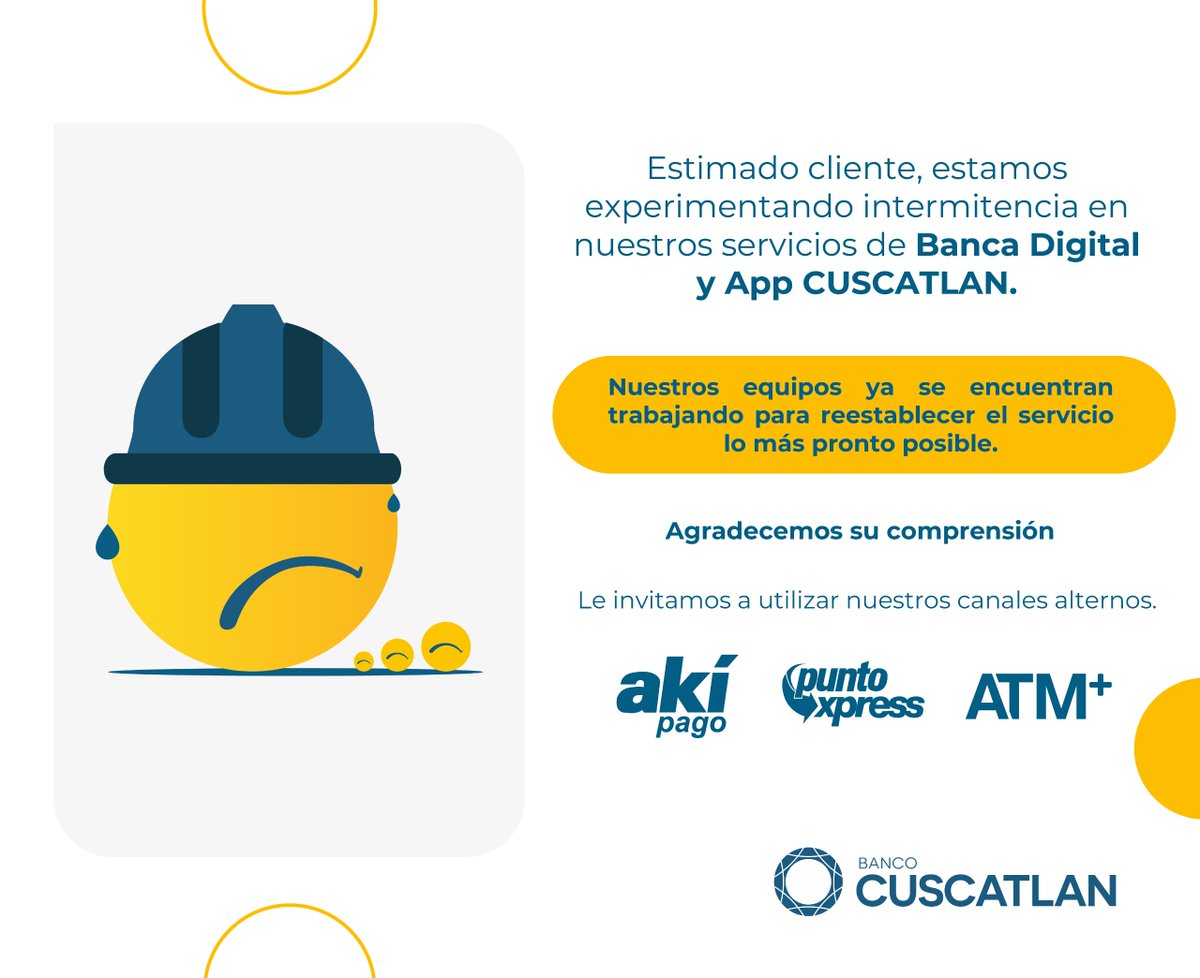 BancoCUSCATLAN_'s tweet photo. Información de interés para nuestros usuarios de Banca Digital y App CUSCATLAN. https://t.co/JEzCx7fbpl