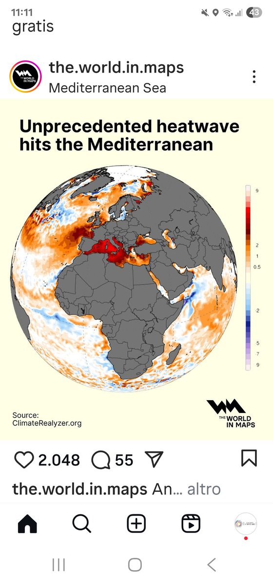Il cambiamento climatico è diventato una questione politica divisiva e strumentale Invece è una emergenza vera e reale. In settimana si sta scaldando a dismisura proprio il nostro gentile e fecondo mediterraneo. 
Con conseguenze devastanti per gli ecosistemi.
#salutecircolare