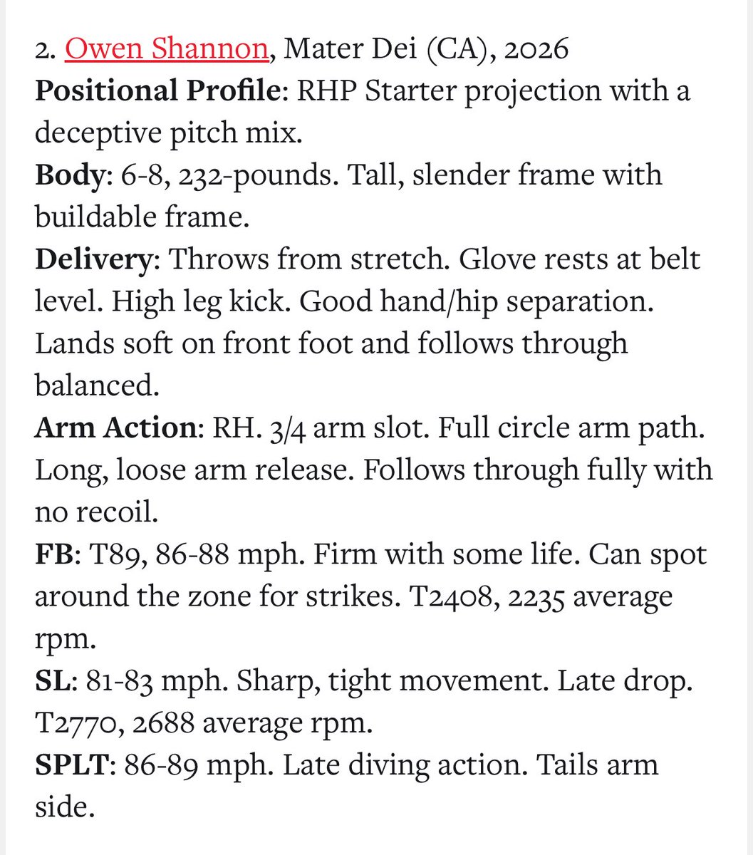 OwenShannon2026's tweet image. Thank you @PrepBaseballCA 
@MDHS_Baseball @Pager1972 @tate_caraway @Brianbassbsbl @ErickThreets