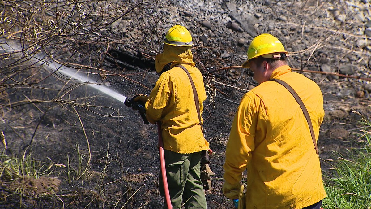 JSimmonsTVNews's tweet image. Firefighters with @RentonRFA fighting multiple small fires on the Interurban Trail. This is directly adjacent to the @BlueOrigin facility. @KOMONews -