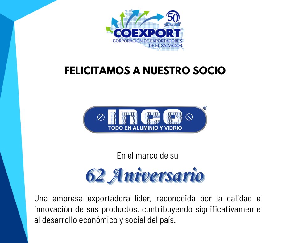 👏¡Celebramos el 62 Aniversario de nuestro socio @incocomsv!