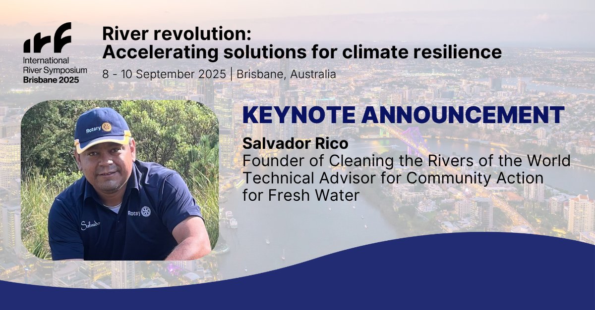 ReviveOurRivers's tweet image. 📣#IRS2025 KEYNOTE SPEAKER ANNOUNCEMENT: Salvador Rico, Founder of Cleaning the Rivers of the World 🌍
A Rotarian with a global mission: restoring rivers through volunteer power.
Register now to hear his story 👉 bit.ly/449ktJZ
@Rotary @UNEP