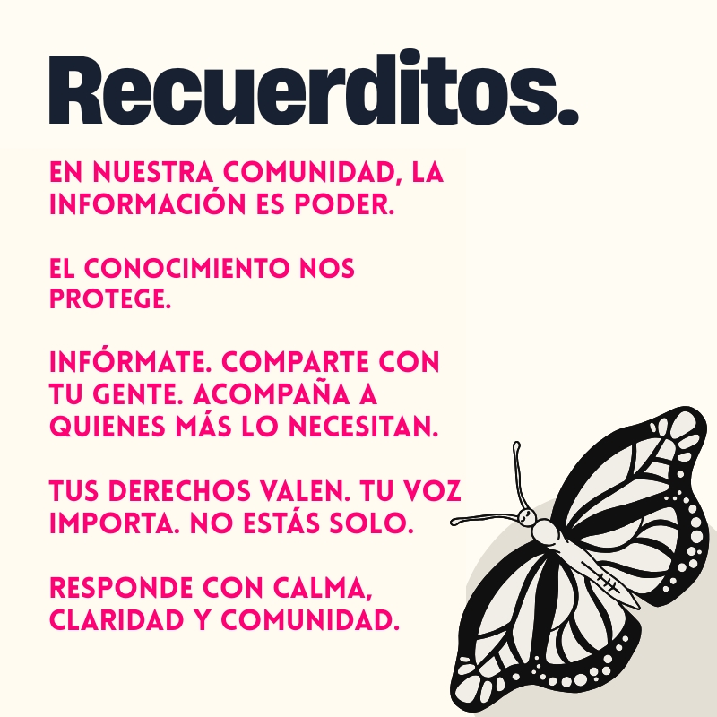 En nuestra comunidad, la información es poder. En tiempos de miedo, el conocimiento nos da fuerza. 💪🏽