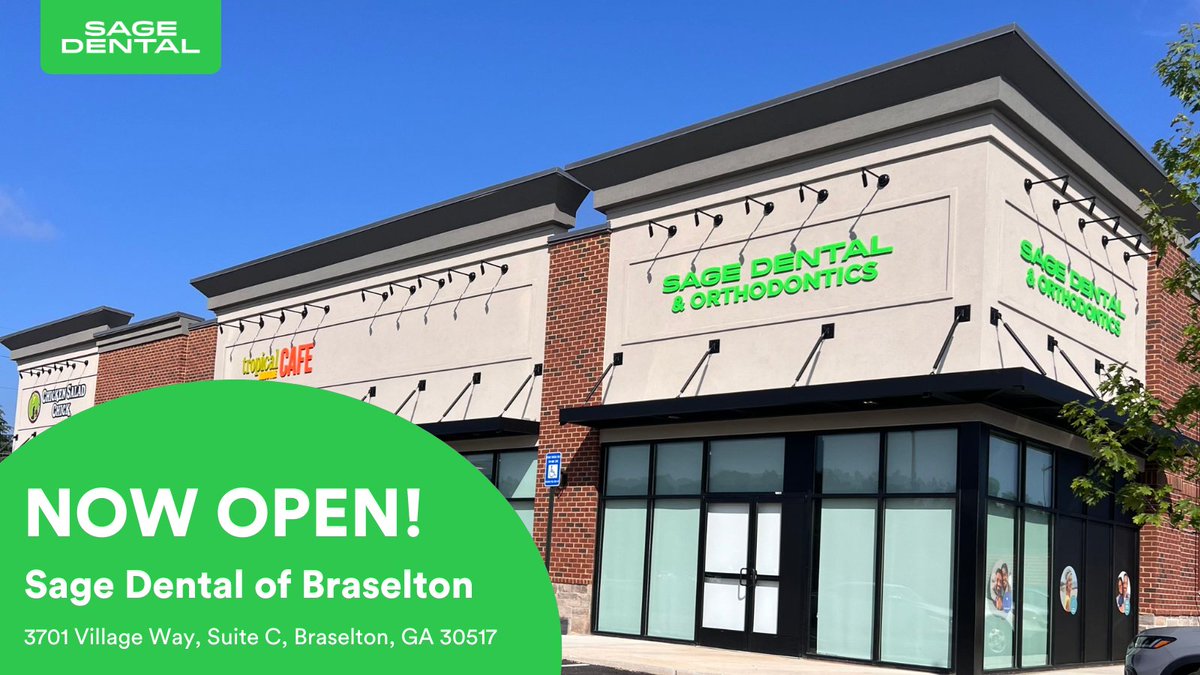 MySageDental's tweet photo. We are pleased to announce the opening of our newest practice - Sage Dental of Braselton! Schedule your appointment today! https://t.co/EBNxMHG5kD

#BraseltonGA #openupandsayawesome https://t.co/YDRcH6ngBW