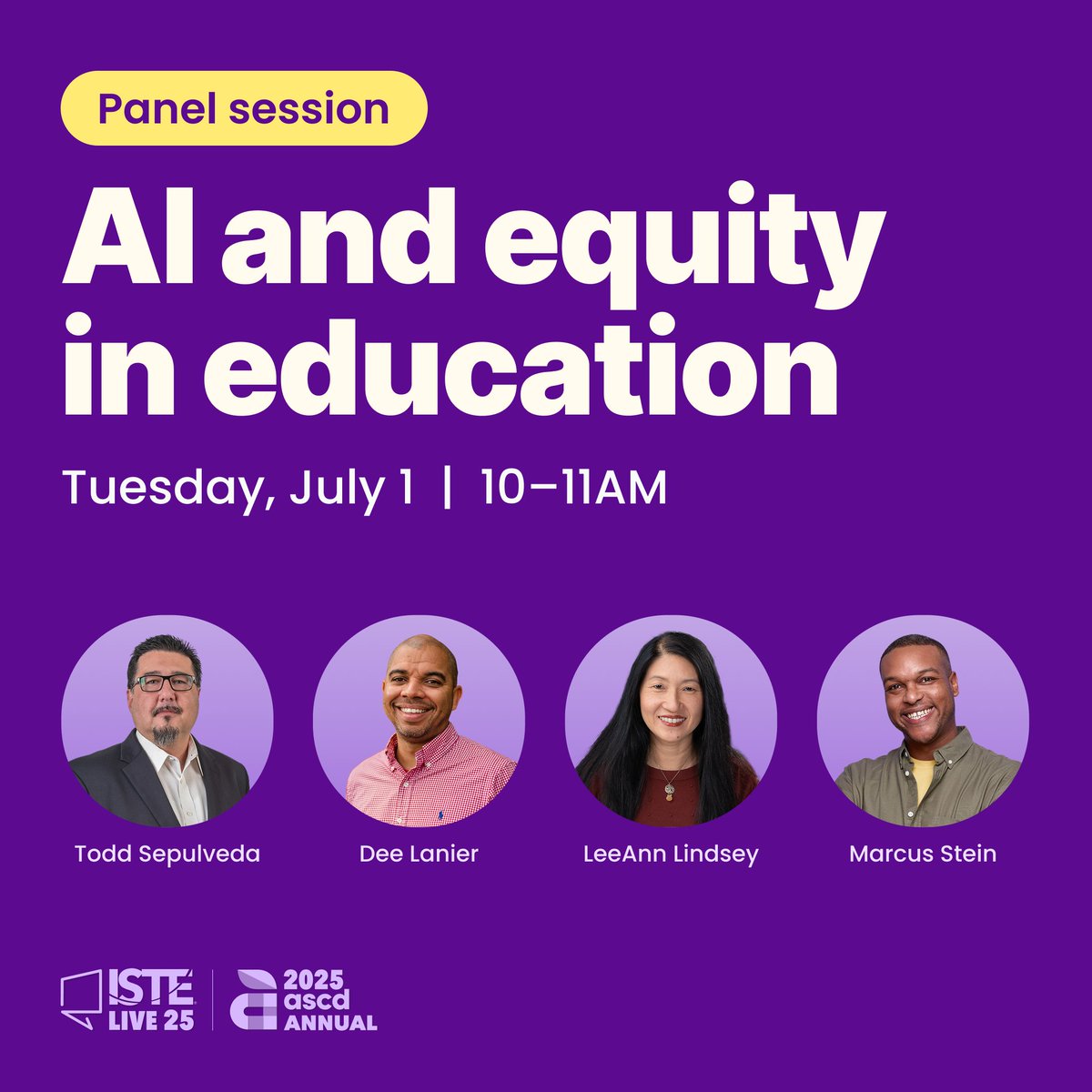 How can today's learning tools unlock better learning outcomes? Join our panel featuring edtech leaders Todd Sepulveda, Dr LeeAnn Lindsey, and Dee Lanier. Hosted by Marcus Stein, you can expect real stories, fresh ideas, and practical takeaways.

📍Rm HBGCC – 213AB 
#ISTE2025