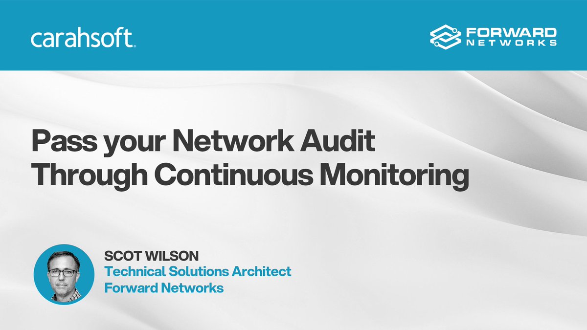 forwardnetworks's tweet image. In this recorded webinar, Scot Wilson walks through a 5 day plan to prepare for #networkcompliance audits. Whether you're facing #STIGs, #CVEs, or internal security directives, Scot shows how to validate & report on your network with precision & speed.
hubs.ly/Q03vm3D10
