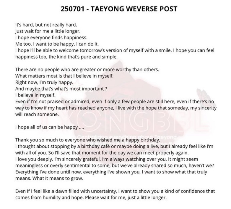 tyong_bbl's tweet photo. 250701 - #TAEYONG Weverse posts

#TYONGVERSE #툥버스 https://t.co/k7brbg6HoP