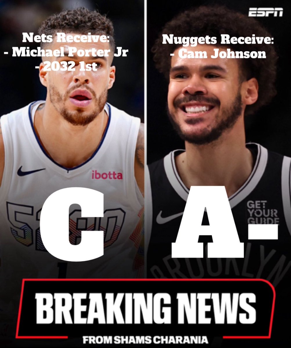 The Nets trade Cam Johnson to the Denver Nuggets for Michael Porter and a 2032 1st. What do you think about the trade?