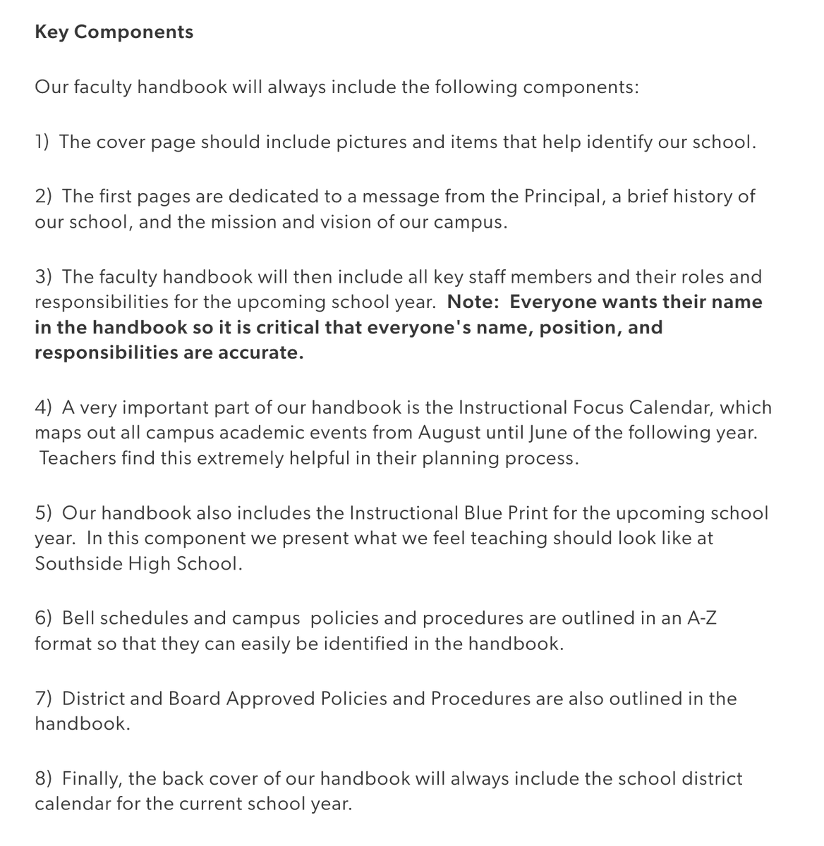 The faculty handbook is "the most important document a principal will ever create," suggests leader Hector R. Esquivel, via <a href="/edutopia/">edutopia</a>. Click for ways to get it right: 

edutopia.org/discussion/fac…