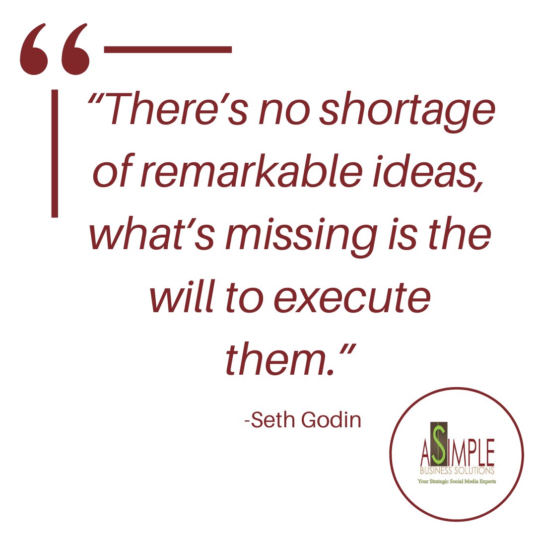 ASimpleBusSolo's tweet photo. “There’s no shortage of remarkable ideas, what’s missing is the will to execute them.” -Seth Godin

#MondayMotivation #Ideas #SocialMedia #Business #Marketing https://t.co/YYvEWL7Ry6