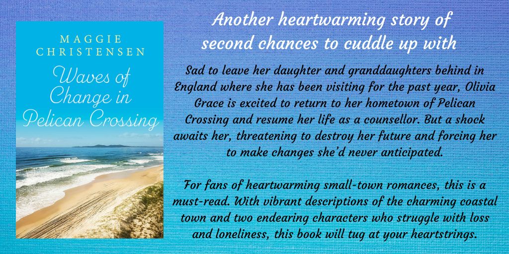 Coming August 5th.
"This is another heartwarming, second chance, mature romance by Maggie.  Livvy’s and Dan’s story is filled with twists and turns you don’t see coming.  You won’t be able to put this wonderful read down."
mybook.to/Wavesofchange
#secondchances #romancereads