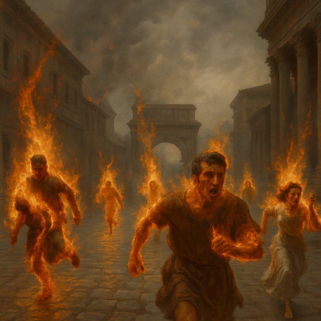 Catholic Guy Show (@catholicguyshow) on Twitter photo Lino: The Romans would light Christians on fire and light the streets with them.
Tyler: Wouldn't that be dangerous? If you're on fire and trying to run around putting yourself out, you could set all the buildings on fire.
Lino: They didn't set them on fire and let them run free Lino: The Romans would light Christians on fire and light the streets with them.
Tyler: Wouldn't that be dangerous? If you're on fire and trying to run around putting yourself out, you could set all the buildings on fire.
Lino: They didn't set them on fire and let them run free