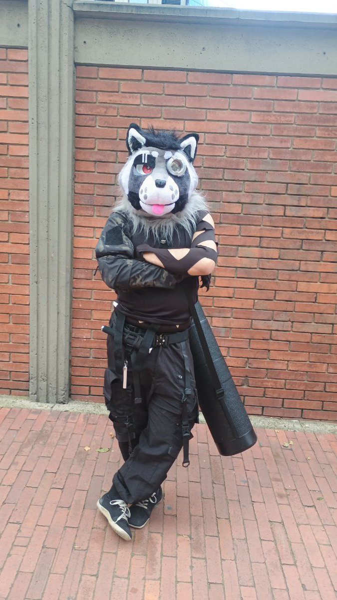 Tactical Raccoon at #Pride2025 #PrideMonth2025 #PRIDEMONTH #furry #fursuit #fursuiting #cyberpunk