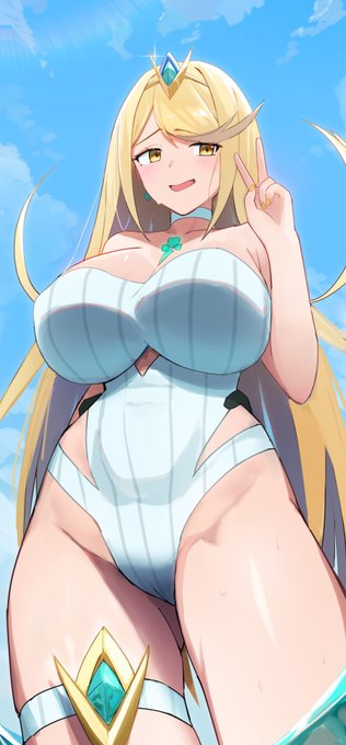 夏なのでヒカリちゃんの水着を載せておきます👙💛
Since it's summer, here's Mythra in a swimsuit! 