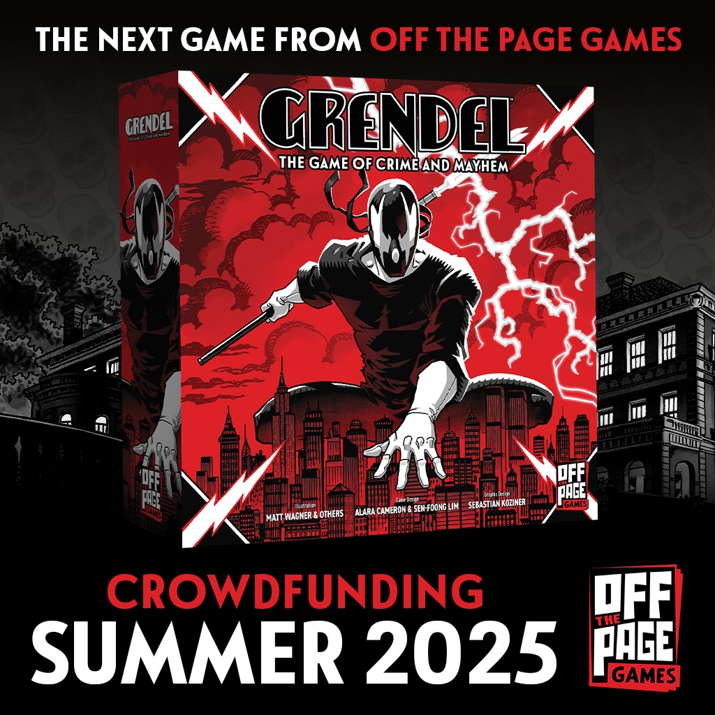 Hey gang...tomorrow--7/1--is the launch date for GRENDEL: THE GAME OF CRIME &amp; MAYHEM from <a href="/offthepagegames/">Off the Page Games</a>! This incredible game is beautifully designed and features new art by me! Sign up now to be notified upon launch!
kickstarter.com/projects/mindm…