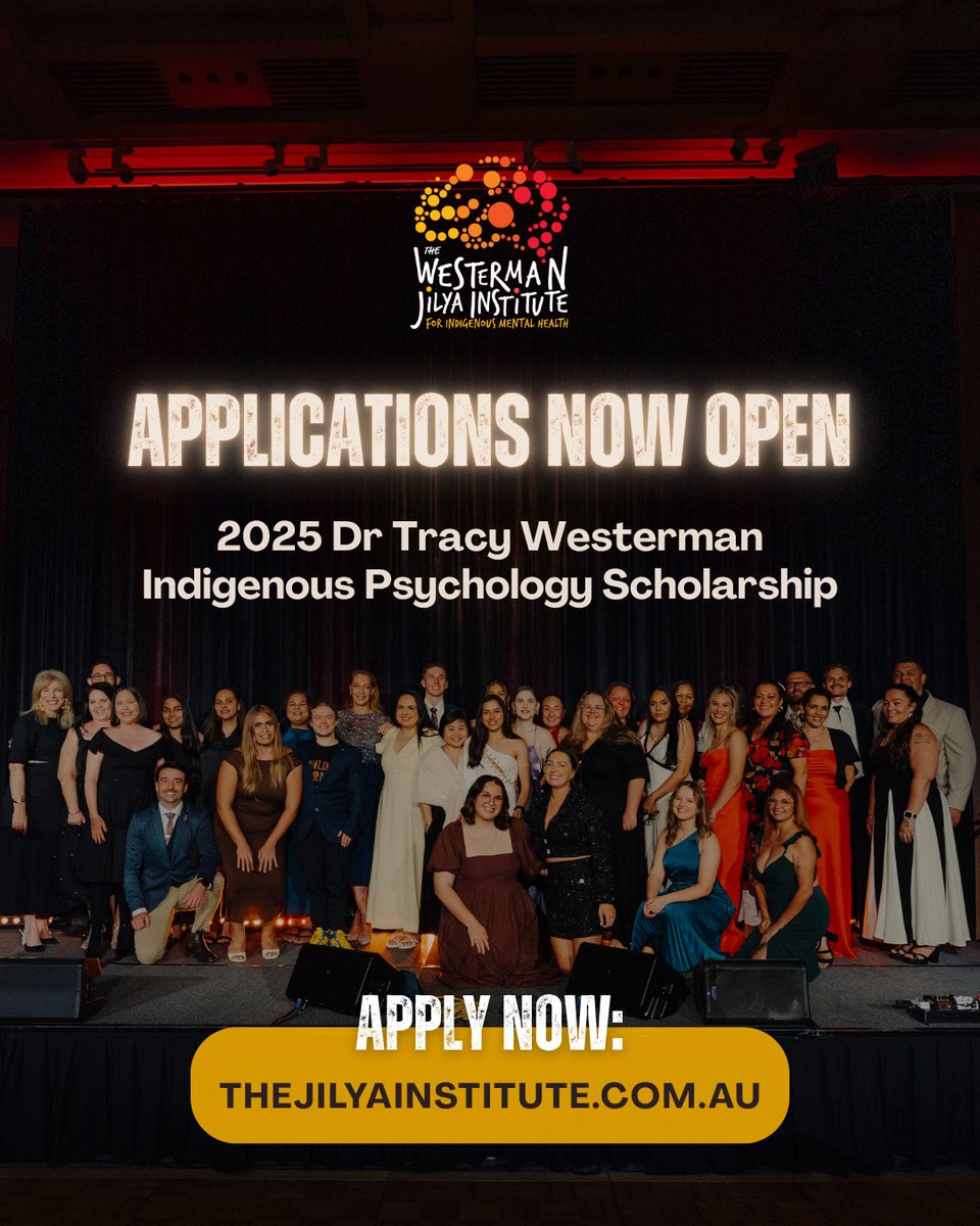 jilyainstitute's tweet image. The Dr Tracy Westerman Indigenous Psychology Scholarship is now OPEN for 2025! 🎓
✅ Mentorship
✅ Clinical + research experience
✅ Culturally grounded supervision
✅ A strong Indigenous student network
🔗 Apply now: thejilyainstitute.com.au/apply-for-a-sc…