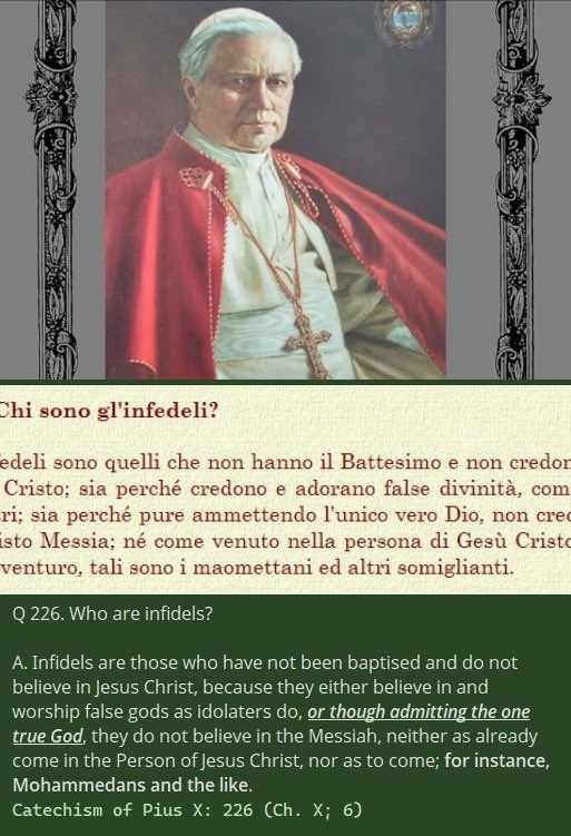 DimondCultWatch's tweet image. On whether Christian’s and Muslims worship the same God, I trust St Justin Martyr, Francisco Suarez, St Robert Bellarmine, and the Catechism of Pius X over “Dimondites of Desire” Sedes and SSPX resistance.