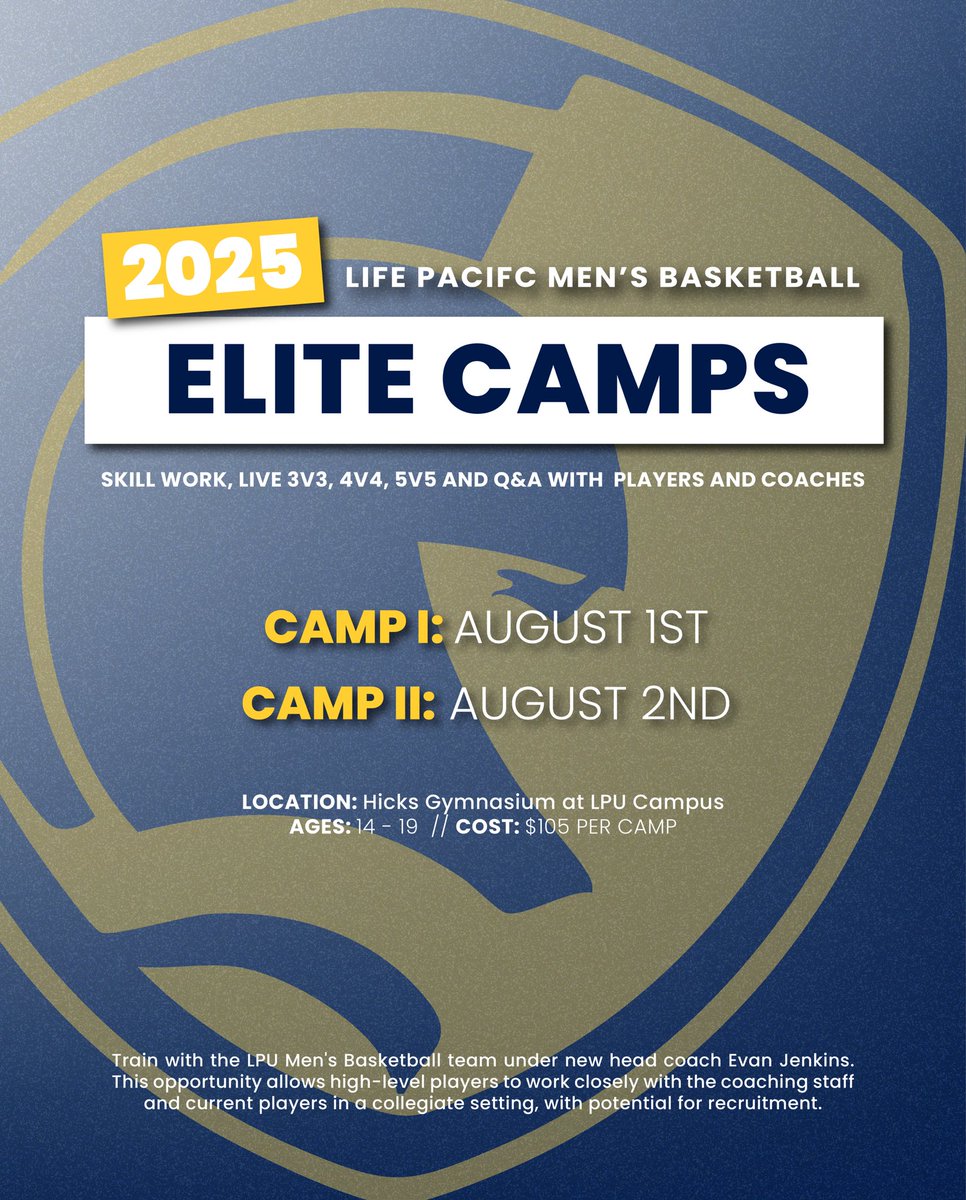 Life Pacific Menβs Basketball (@lifepacificmbb) on Twitter photo Only one month to go until <a href="/LifePacificMBB/">Life Pacific Menβs Basketball</a>βs Elite Prospect Camp! Click the link to secure your spot today and get evaluated by LPU's Coaching Staff.
forms.gle/pj91Amq5p8Jb85β¦ Only one month to go until <a href="/LifePacificMBB/">Life Pacific Menβs Basketball</a>βs Elite Prospect Camp! Click the link to secure your spot today and get evaluated by LPU's Coaching Staff.
forms.gle/pj91Amq5p8Jb85β¦