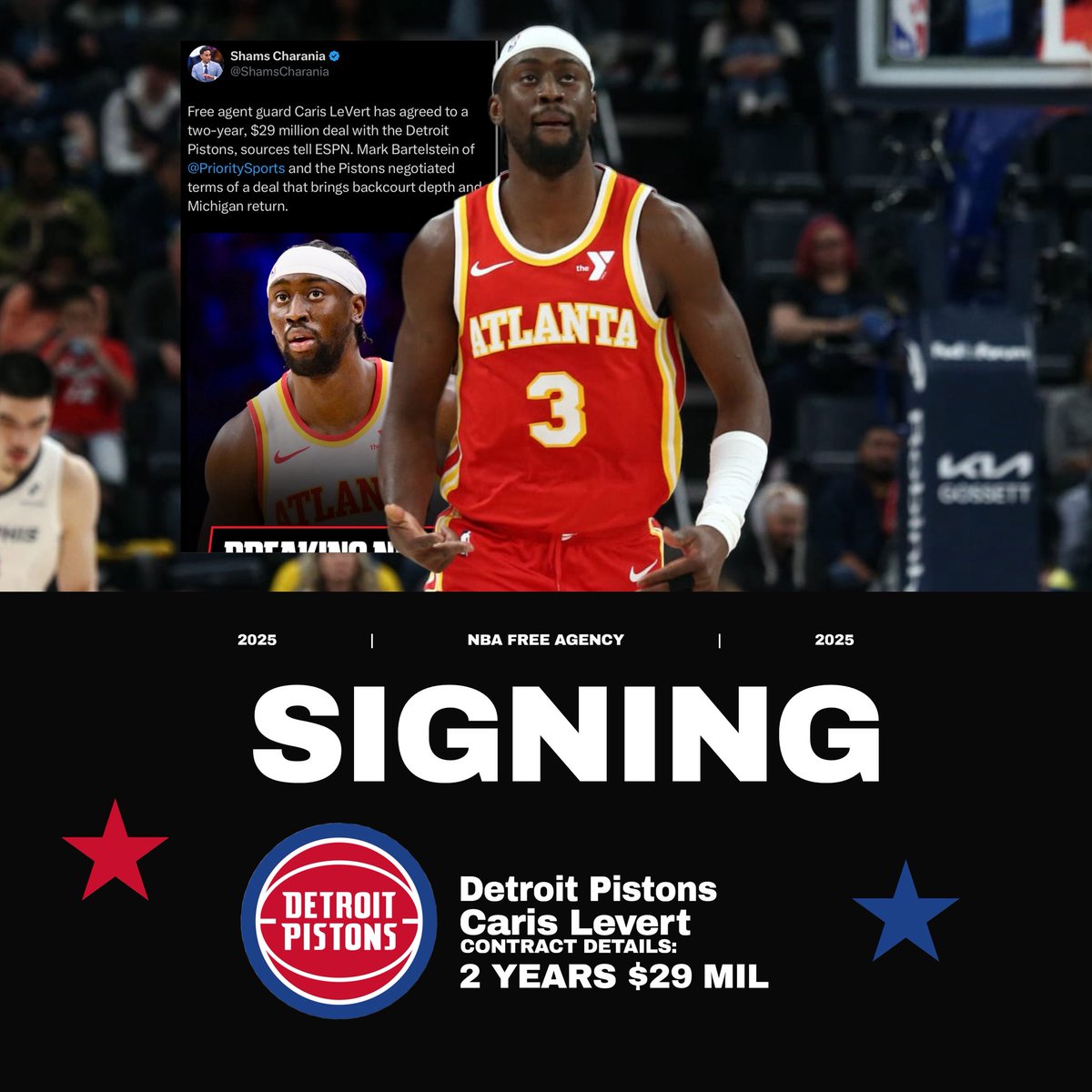 DNA_Sports_'s tweet image. LeVert is a Piston!

From the Hawks, to the Free Agency, to now the Detroit Pistons thanks to a 2-year $29 Million deal!

🎨: @SB_Operations