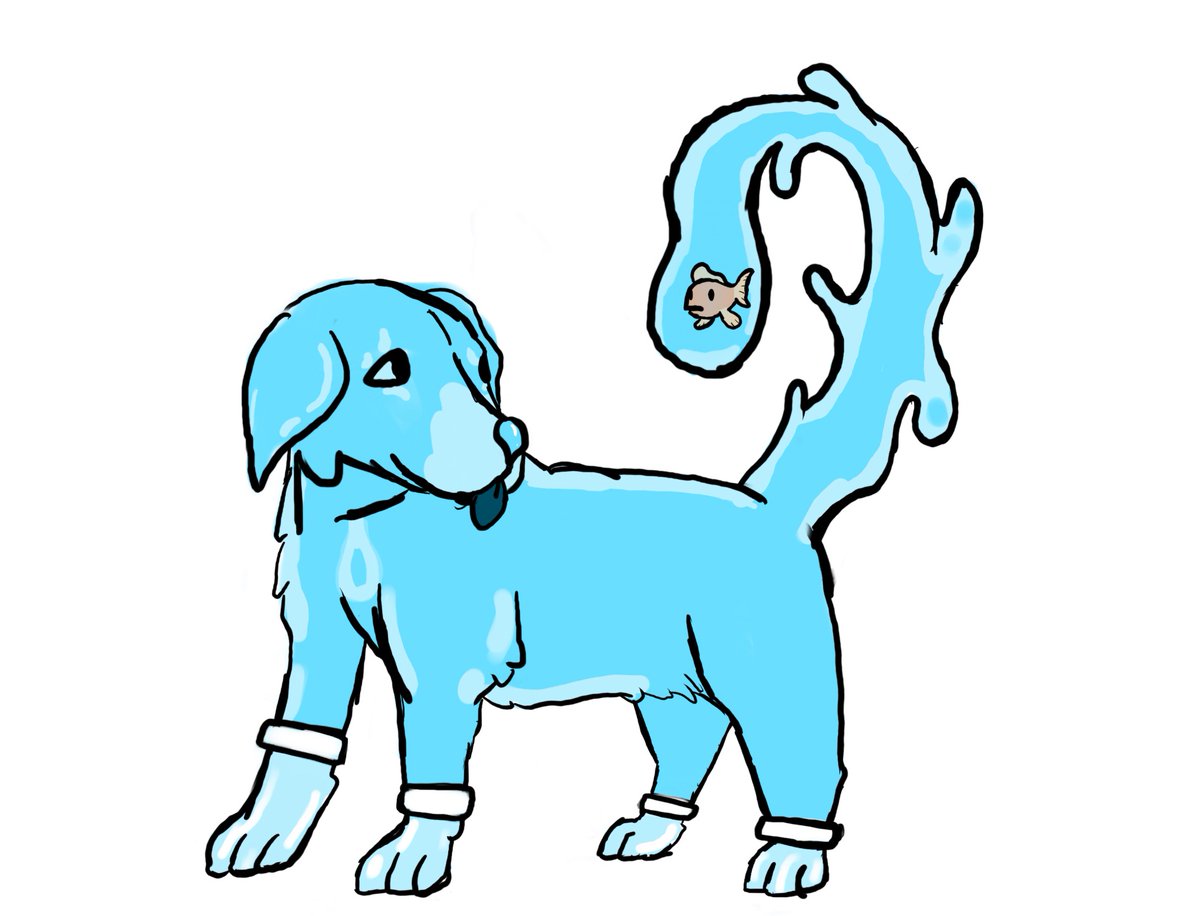 CloudorTruth's tweet photo. My 13 year old little sister drew her own Pokémon, she was very upset that there were no water type dogs </3. How cute is this tho??? 

#Pokemon #pokemonfanart https://t.co/LTJy1K6HGv