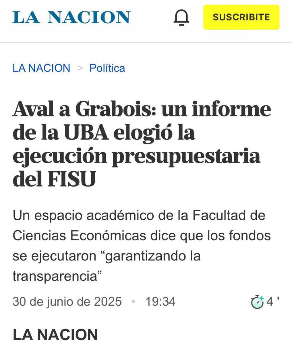 ✅ CONFIRMADO POR LA NACIÓN: EL FISU FUE TRANSPARENTE. SE ACABÓ LA MENTIRA DE LOS ENSOBRADOS 

🗣️Hoy la UBA presentó un informe sobre el Fondo de integración Socio Urbana reconociendo su transparencia y su aporte para garantizar el derecho a la vivienda y <a href="/LANACION/">LA NACION</a> LO TUVO QUE