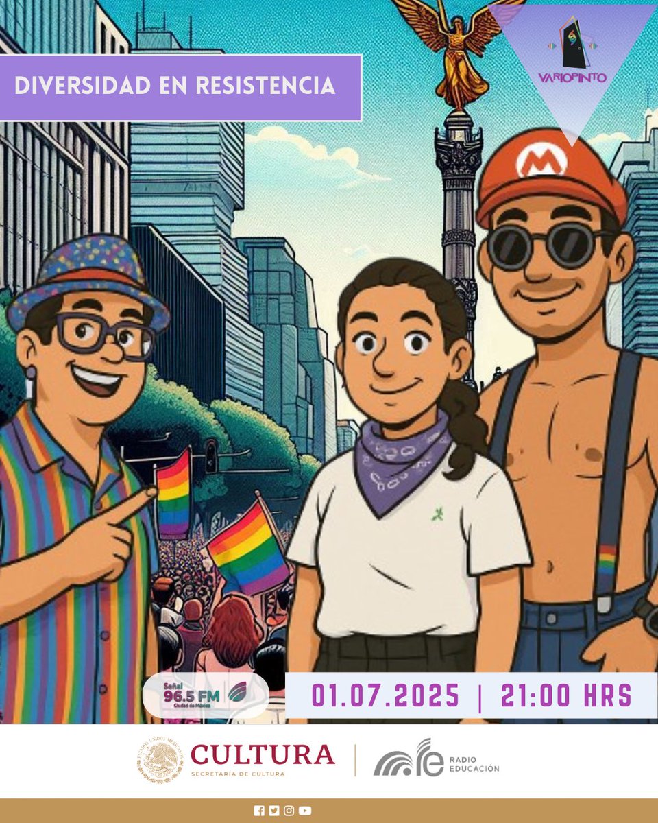 variopinto69's tweet photo. 🔴 DIVERSIDAD EN RESISTENCIA 🏳️‍🌈 🏳️‍⚧️

Alex, Cris y Mar se lanzaron a la 47ª @MarchaLGBTCDMX  🌈 Hablaron con la comunidad, aliades, especialistas y activistas.

🎧 Escucha el especial este martes 1º de julio por @RadioEducacion, a las 21:00 horas. https://t.co/RoYHHt7EZW