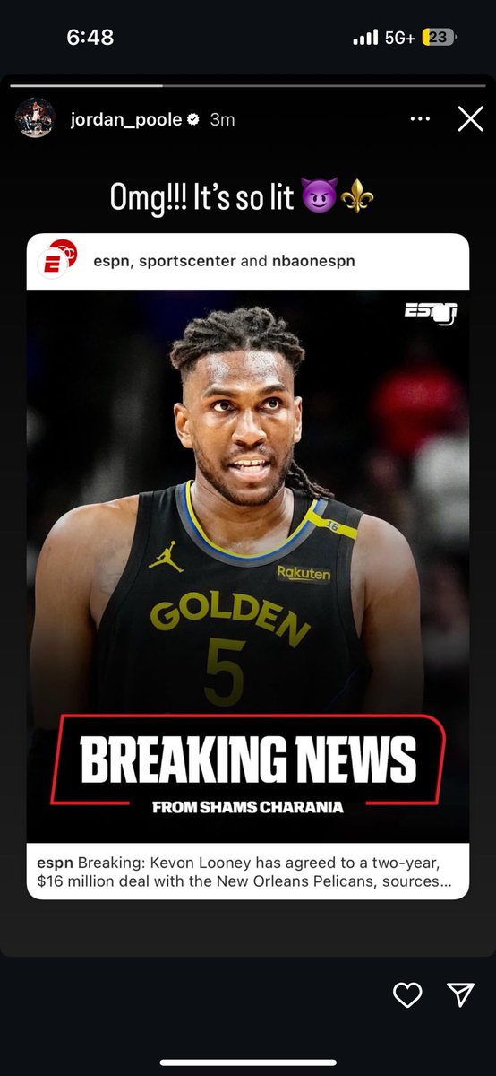 PooleMuse's tweet image. Jordan Poole via Instagram — 

“It’s so lit 😈⚜️”
