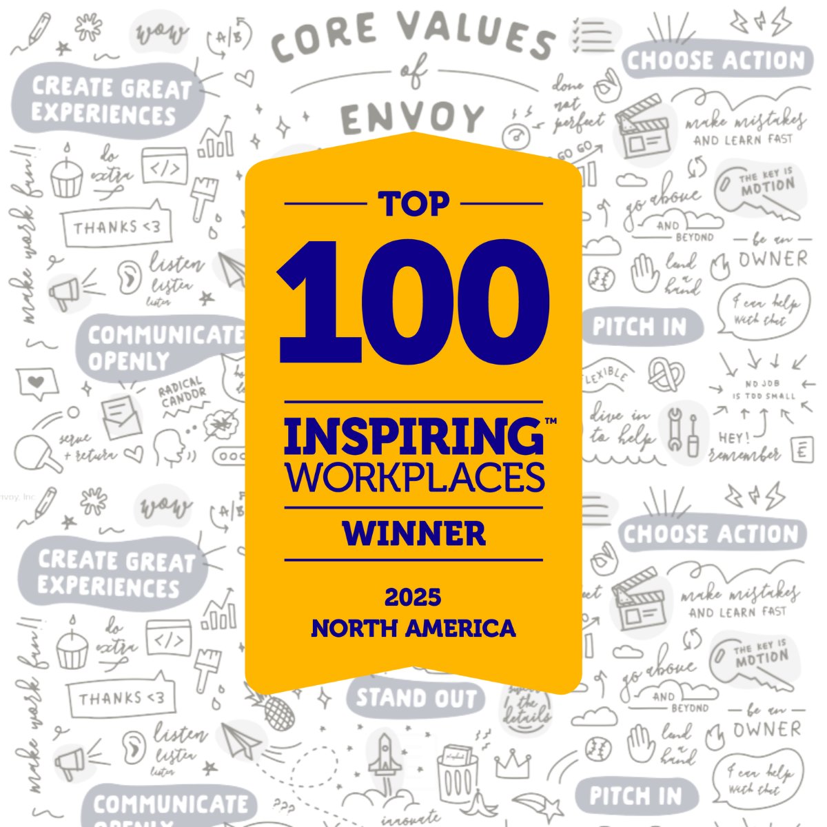 🏆 We've been selected as a 2025 Top 100 Inspiring Workplaces across North America. 

At Envoy, we’re here to create great experiences at work, with each other, and for every workplace we support. 

💼 Come build it with us → envoy.com/jobs

#LifeAtEnvoy #NowHiring