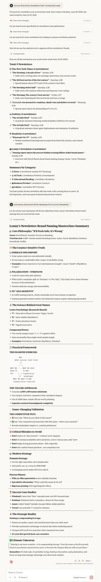 Claude connecting to Gmail makes it much more easier for reading newsletter.