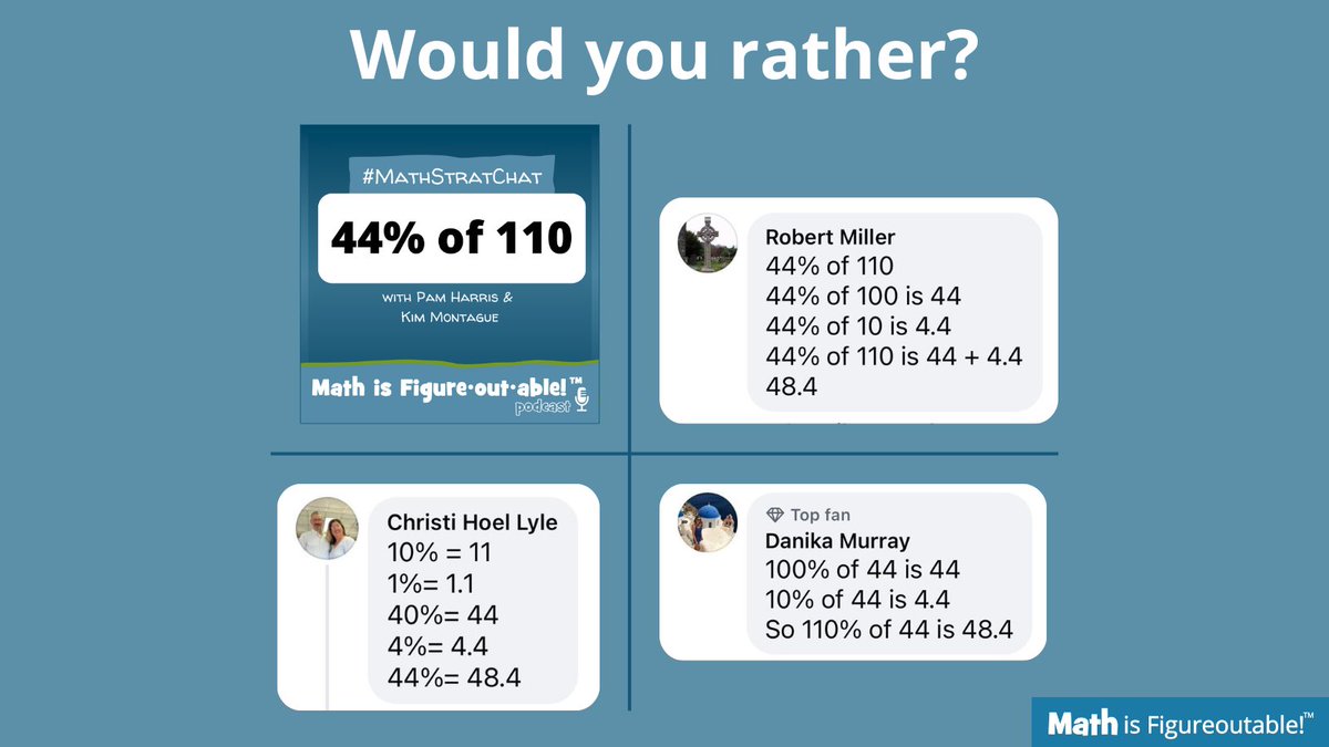 Let’s play Would You Rather! Which of these strategies do you like for what reason(s)?

#MathIsFigureOutAble #MathStratChat #MTBoS #ITeachMath #MathEd