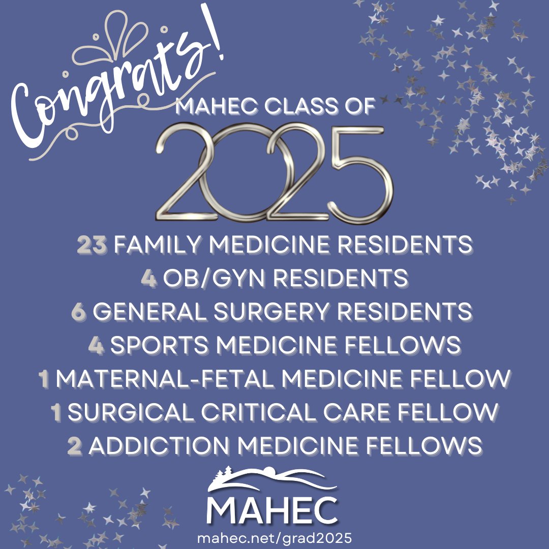 Mountain Area Health Education Center (@mahecwnc) on Twitter photo Congrats to the last of 90 total graduates who are finishing their residency and fellowship training at MAHEC! We are #MAHECproud! 🎉 Check out our photo gallery at mahec.net/grad25 for pics. Share your photos at alumni.relations@mahec.net. Congrats to the last of 90 total graduates who are finishing their residency and fellowship training at MAHEC! We are #MAHECproud! 🎉 Check out our photo gallery at mahec.net/grad25 for pics. Share your photos at alumni.relations@mahec.net.