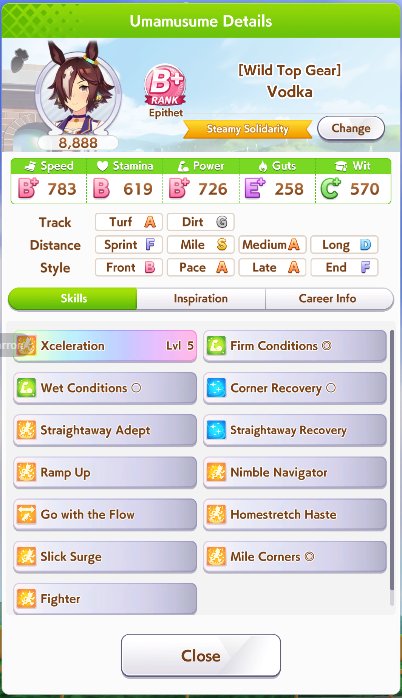 RemiKz_'s tweet photo. @Maiko_11_11 Just did my first run with Vodka and ended up with this level 5 skill and Mile got bumped up to S. No real idea how this stuff works but all the positioning skills with the lvl 5 skill felt crazy. https://t.co/fAXEtwPLKe