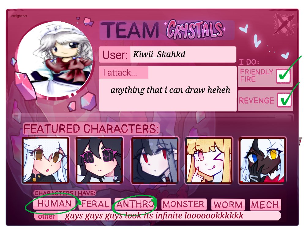 Kiwii_Skahkd's tweet image. Okay, I just need to submit 2 of them as characters and we&apos;re done for #artfight to start tomorrow!!! Good luck everyone 😸💗