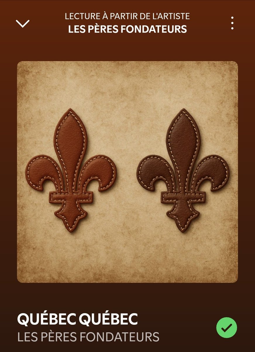 JMGouletQc's tweet image. «Le Québec c'est mon pays / oh oui chu fière de ma patrie / chaque fois que j'pense au référendum / ostie qu'ça met en beau fusil»
Les Pères Fondateurs
open.spotify.com/track/05BcNRkJ…