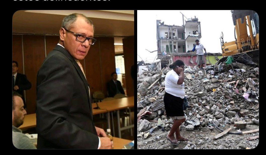 GAVVtech's tweet photo. No les importó el dolor de la gente que lo perdió todo en el terremoto de Manabí. Se robaron todo, pensaron que gobernarían hasta el infinito y más allá. Robar te acaba la vida https://t.co/G6lKxlYRWH