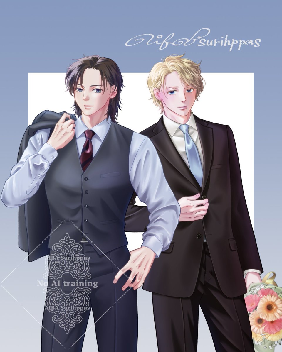 #創作BL 
#カナタとサーシャ 

ふたり並べてみました🍣🪆♡
