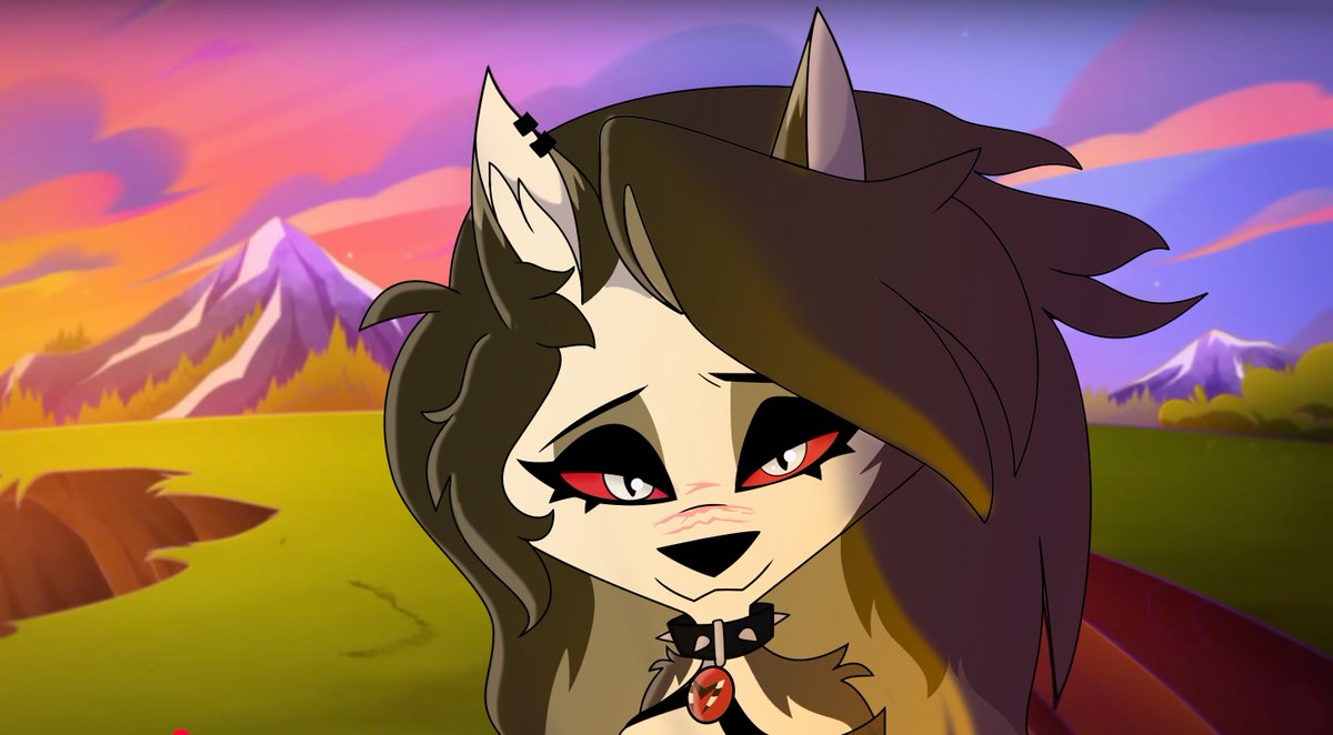 GoopyLizard's tweet image. a beautiful face to share a beautiful sunset with you @Brittan63683377 #helluva #loona #helluvabossredesign #helluvabossloona