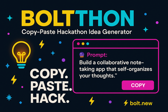 RealJoseZuma's tweet image. RELEASE DAY: Boltthon - Hackathon Generator ideas - What if hackathons started with brilliance, not brainstorming? Boltthon is your launchpad: a hackathon idea generator powered by bolt.new that transforms concepts into build-ready prompts in seconds…