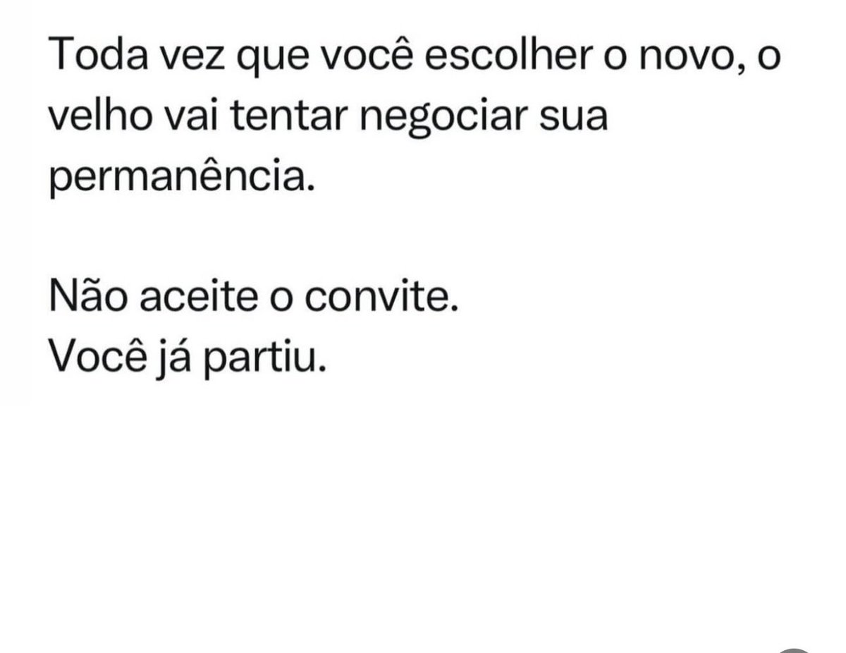 webflavia's tweet image. “Toda vez que você escolher o novo, o velho vai tentar negociar sua permanência.” 

Fato!