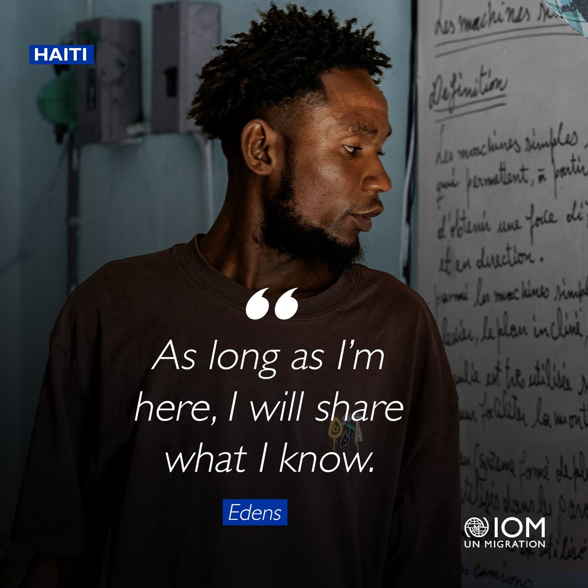 When violence steals homes and dreams, teaching becomes an act of resilience.

In Hinche, Edens Désir turns trauma into triumph by teaching physics lessons to children displaced by gang violence.

haiti.iom.int/stories/hinche…