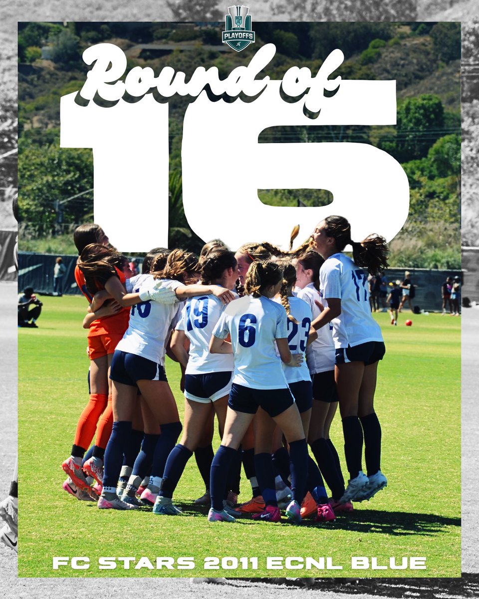 Another very 𝒔𝒘𝒆𝒆𝒕 𝒔𝒊𝒙𝒕𝒆𝒆𝒏! 
🎉Congratulations to our 2011 ECNL Blue girls on making it to the round of 16 at @theecnl playoffs! ⭐️
#FCStars #StarNation #ECNLPlayoffs #Sweet16