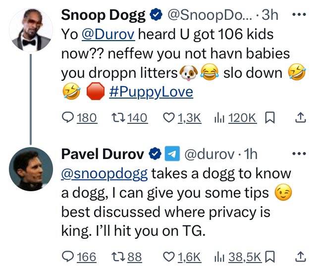 _LaVirtuosa's tweet image. 🥳 @SnoopDogg &amp;amp; @durov 
🤰🏻🚼🧑🏾‍🍼Fertility Rapsody 😄
 #Snoop #durov $Ton
