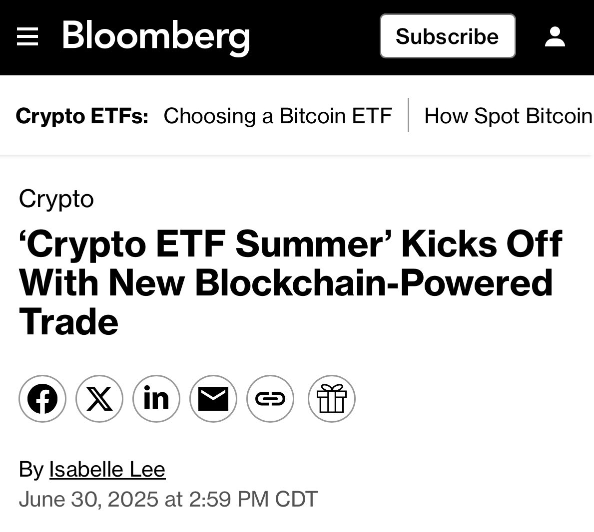 Nate Geraci (@nategeraci) on Twitter photo Headlines you absolutely love to see on Bloomberg…
That’s right.
Crypto ETF Summer kicks off.
via <a href="/isabelletanlee/">Isabelle Lee</a> Headlines you absolutely love to see on Bloomberg…
That’s right.
Crypto ETF Summer kicks off.
via <a href="/isabelletanlee/">Isabelle Lee</a>