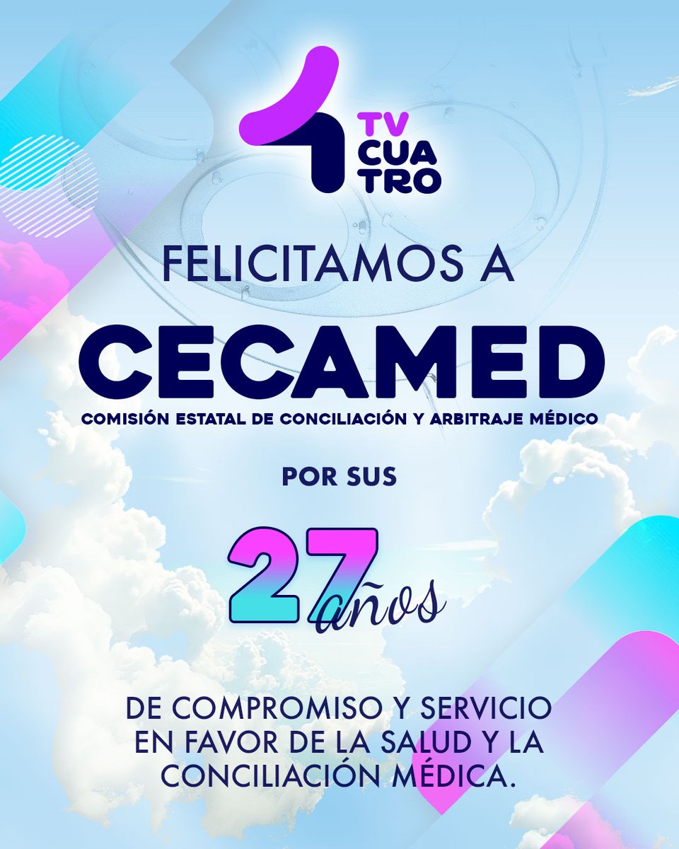 TV4 📺📱💻 (@tv4guanajuato) on Twitter photo 🎉 ¡Felicitamos a la Comisión Estatal de Conciliación y Arbitraje Médico por sus 27 años! 🩺 <a href="/CecamedGente/">CECAMED Guanajuato</a>
Un camino de compromiso y servicio a favor de la salud y la conciliación médica en Guanajuato.
#TransmitamosFelicidad 🎉 ¡Felicitamos a la Comisión Estatal de Conciliación y Arbitraje Médico por sus 27 años! 🩺 <a href="/CecamedGente/">CECAMED Guanajuato</a>
Un camino de compromiso y servicio a favor de la salud y la conciliación médica en Guanajuato.
#TransmitamosFelicidad